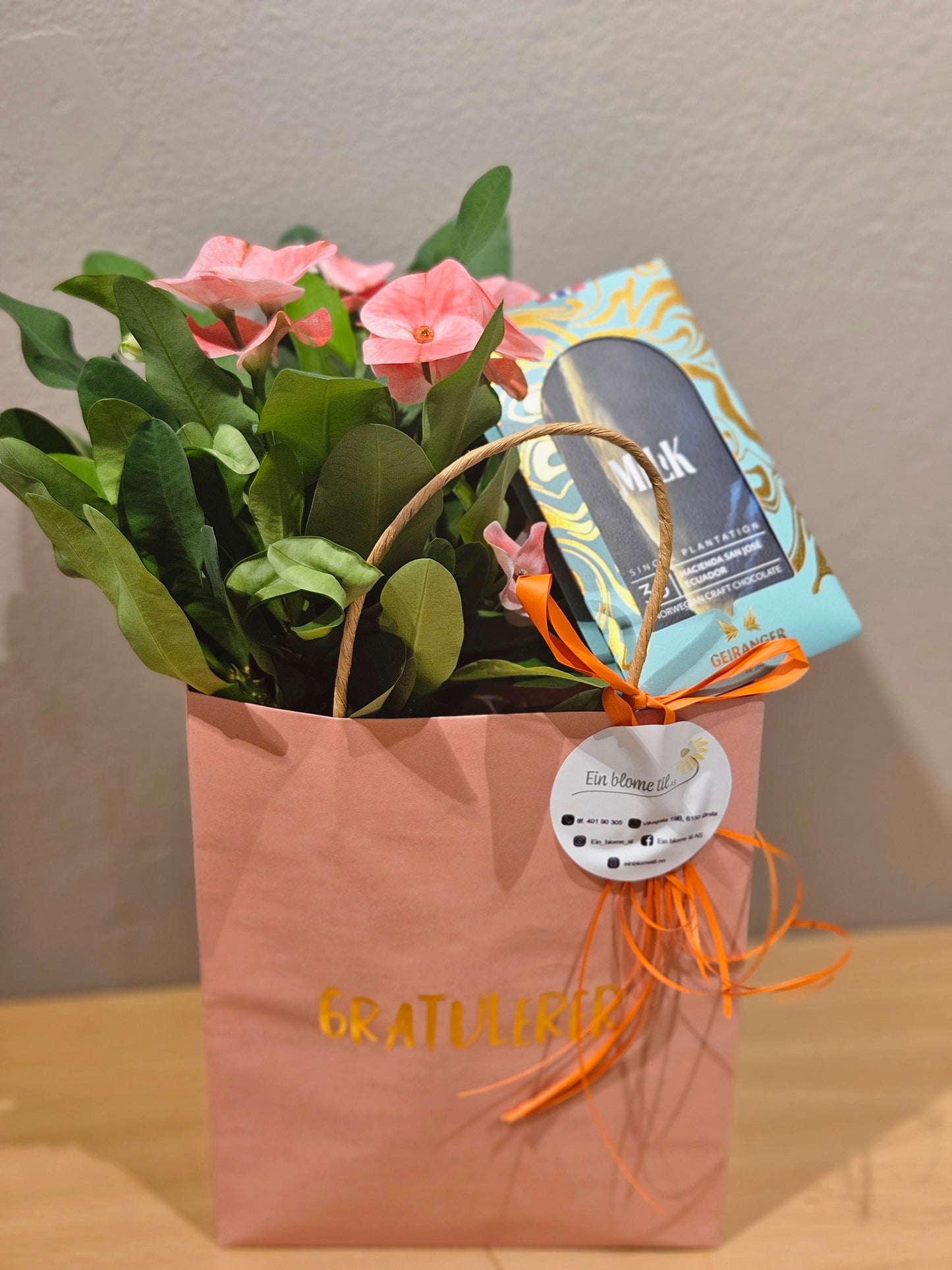 Gåvepakke med sjokoladeplate